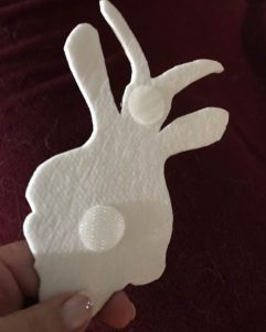 Back of flannel board figure with Velcro fastener attached